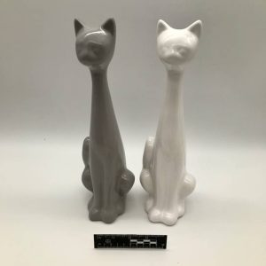 Figurki kotów mid-century modern — para